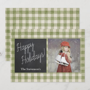 Cartão De Festividades Foto Xadrez de Búfalo Feliz Natal Personalizado
