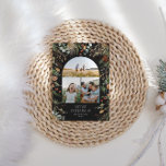 Cartão De Festividades Fotoarco de Natal 3, cor d'água, floral botânico<br><div class="desc">Mery Christmas — moderno elegante e elegante aquarela seca botânica com cores mudas cor mudas cor de Natal arca 3 foto cartão de Natal. Design preto moderno.</div>
