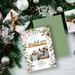 Cartão De Festividades Fotoarco de Natal 3, cor d'água, floral botânico<br><div class="desc">Mery Christmas — moderno elegante e elegante aquarela seca botânica com cores mudas cor mudas cor de Natal arca 3 foto cartão de Natal.</div>