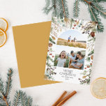 Cartão De Festividades Fotoarco de Natal 3, cor d'água, floral botânico<br><div class="desc">Mery Christmas — moderno elegante e elegante aquarela seca botânica com cores mudas cor mudas cor de Natal arca 3 foto cartão de Natal. Mostarda amarela.</div>