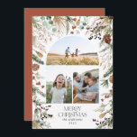 Cartão De Festividades Fotoarco de Natal 3, cor d'água, floral botânico<br><div class="desc">Mery Christmas — moderno elegante e elegante aquarela seca botânica com cores mudas cor mudas cor de Natal arca 3 foto cartão de Natal.</div>