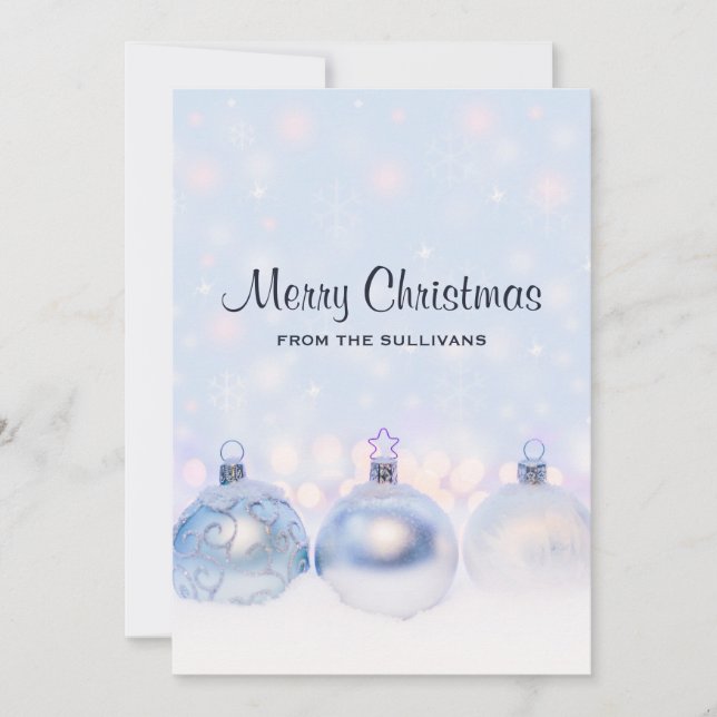 Cartão De Festividades Fotografia de bolas de Natal mágicas em metal (Frente)