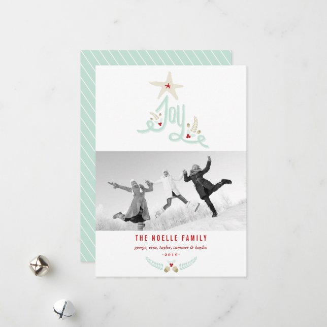 Cartão De Festividades Fotografia de Folhagem de Alegria Desenhada à Mão  (Frente/Verso In Situ)