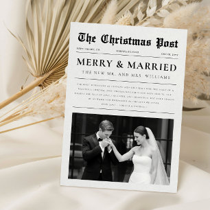 Cartão De Festividades Fotografia de Jornal Moderno Casamento Natal