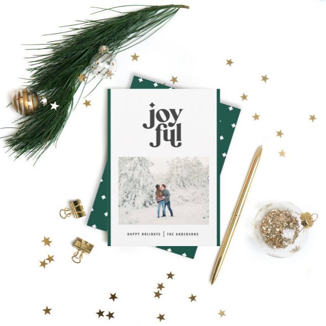 Cartão De Festividades Fotografia de Natal verde moderna 1 (Criador carregado)