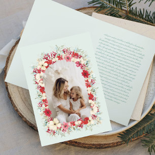 Cartão De Festividades fotografia do arco de poinsettia do natal de wintr