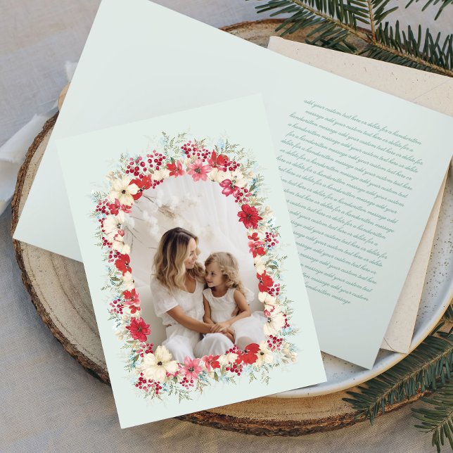 Cartão De Festividades fotografia do arco de poinsettia do natal de wintr (Criador carregado)