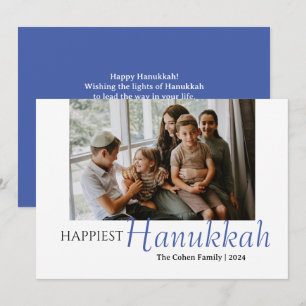 Cartão De Festividades Fotografia do Happiest Hanukkah de baixa caligrafi