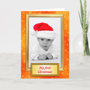 Cartão De Festividades Fotografia do ouro vertical II + sua foto e texto