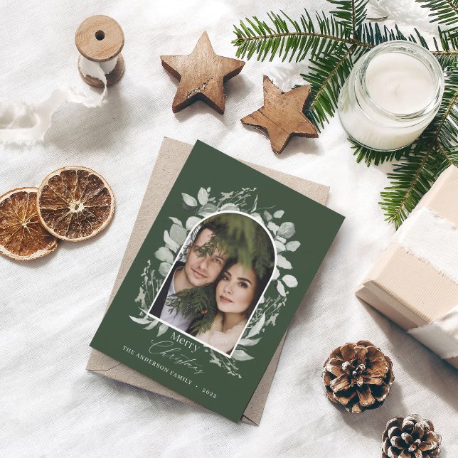 Cartão De Festividades Fotografia elegante e limpa da cinza botânica verd (Criador carregado)