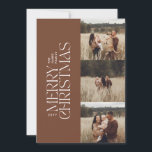 Cartão De Festividades Fotografia elegante e multibotânica<br><div class="desc">Elegante multifoto,  moderna e mínima tipografia botânica natural de aquarela Merry Christmas — cartão de Natal feliz.</div>