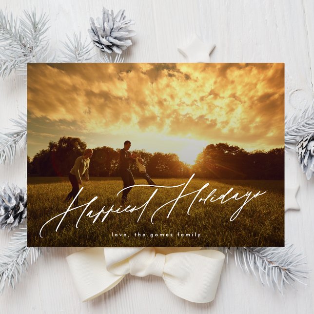 Cartão De Festividades Fotografia Elegante Simples Mais Feliz (Criador carregado)