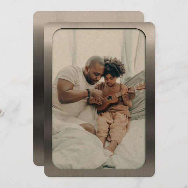 Cartão De Festividades Fotografia em aço escovado - Dia do Pai (Frente/Verso)