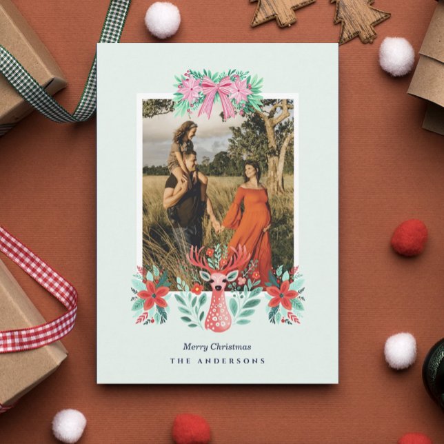 Cartão De Festividades Fotografia Floral Vermelha Botânica de Rena de Nat (Criador carregado)