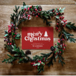 Cartão De Festividades Fotografia gráfica de Natal mais feliz sem fotogra<br><div class="desc">O melhor cartão gráfico de Natal não fotográfico. Com texto desenhado à mão moderno e árvores.</div>