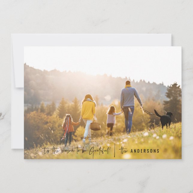 Cartão De Festividades Fotografia grata de script moderno (Frente)