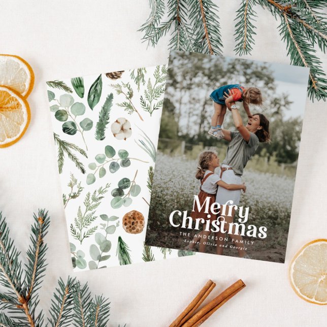 Cartão De Festividades Fotografia mínima moderna elegante e ousada (Criador carregado)