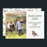 Cartão De Festividades Fotografia Moderna do Redbreast Robin Bird<br><div class="desc">Deseje aos seus amigos e família uma agradável temporada de férias com este doce cartão. Personalize-o com a sua fotografia.</div>