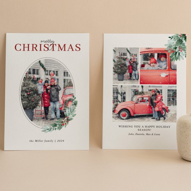 Cartão De Festividades Fotografia Oval de Folhagem de Aquarela com Frutas (Criador carregado)