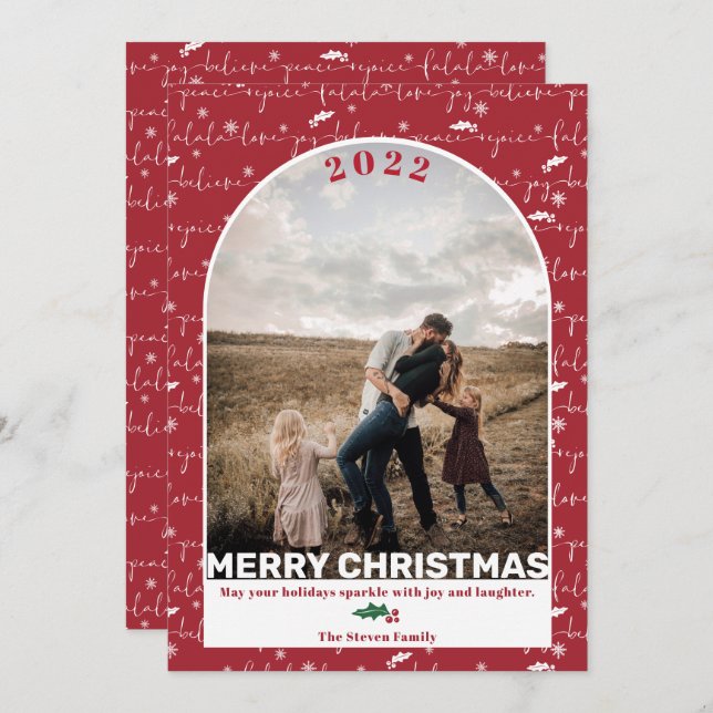 Cartão De Festividades Fotografia vermelha moderna - Arena de Natal - pad (Frente/Verso)