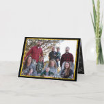 Cartão De Festividades Fotografias da Família Collage<br><div class="desc">Carta de Natal Dentro,  Foto na frente com caimento dourado e 4 fotos na parte traseira. Dentro de fundo de quadro de fundo com elementos de quadro de quadro para enquadrar a sua Carta de Feriado.</div>