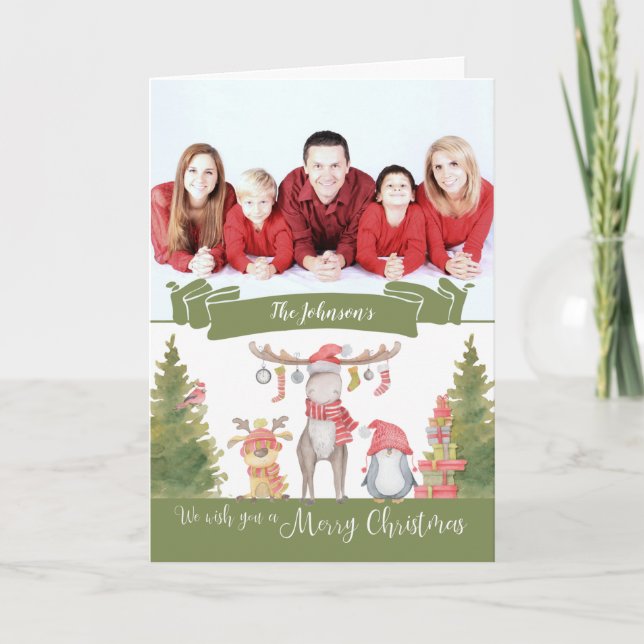 Cartão De Festividades Fotografias/Nomes Personalizados da Floresta de Na (Frente)