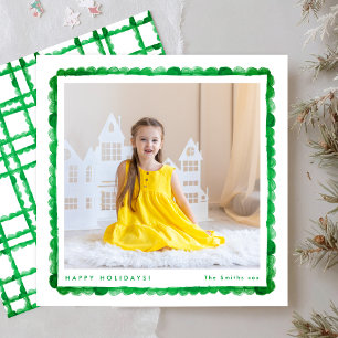 Cartão De Festividades fotograma verde retrô simples, natal