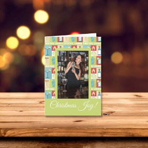 Cartão De Festividades Fotomontagem de Barman Natal Alegria