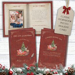Cartão De Festividades Fotomontagem de Natal da Família em Livro Clássico