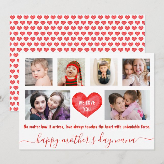 Cartão De Festividades Fotomontagem | Feliz Dia das Mães | Seis Fotos (Frente/Verso)