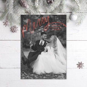 Cartão De Festividades Fotomulher Casamento Letra Alegre Vermelha