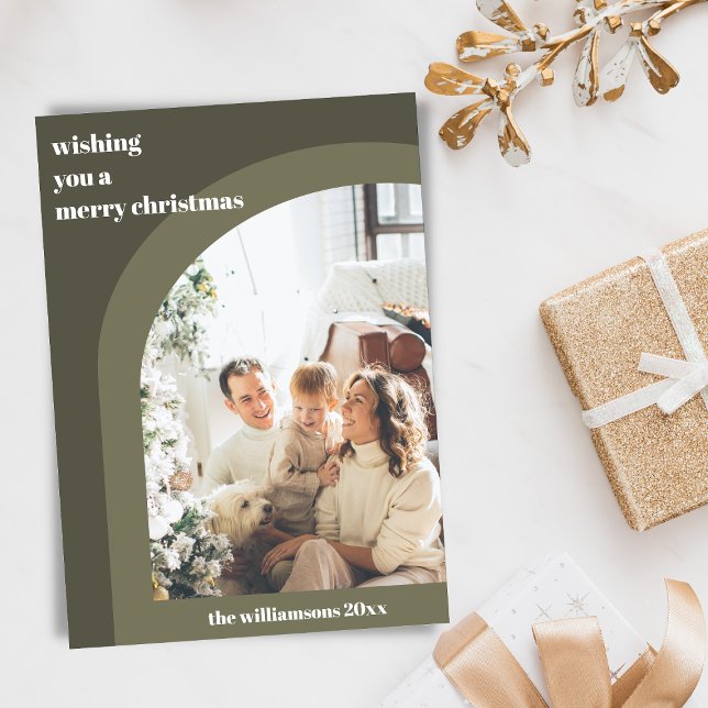 Cartão De Festividades Fotomural Moderno de Arco Verde Oliva Dois Vertica (Criador carregado)