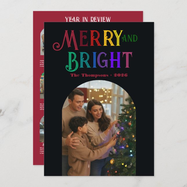 Cartão De Festividades Fotos "Ano em Revisão" do Nordic Noël Natal (Frente/Verso)