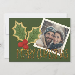 Cartão De Festividades Fotos Bordado Natal Azevinho e Frutas