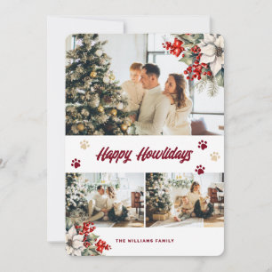 Cartão De Festividades Fotos Botânicas Vermelhas Feliz Howlidays