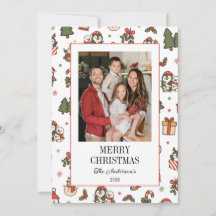 Fotos da Família de Pinguins de Natal Vermelho e V