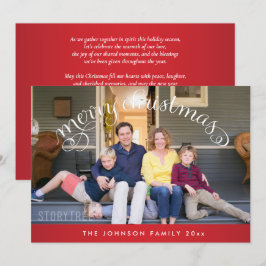 Cartão De Festividades Fotos da Família Natal Alegre Vermelho