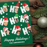 Cartão De Festividades Fotos da Família Nove, Cute Santa Hats<br><div class="desc">Esta design simples e moderna é composta de uma tipografia de escrita lúdica.</div>