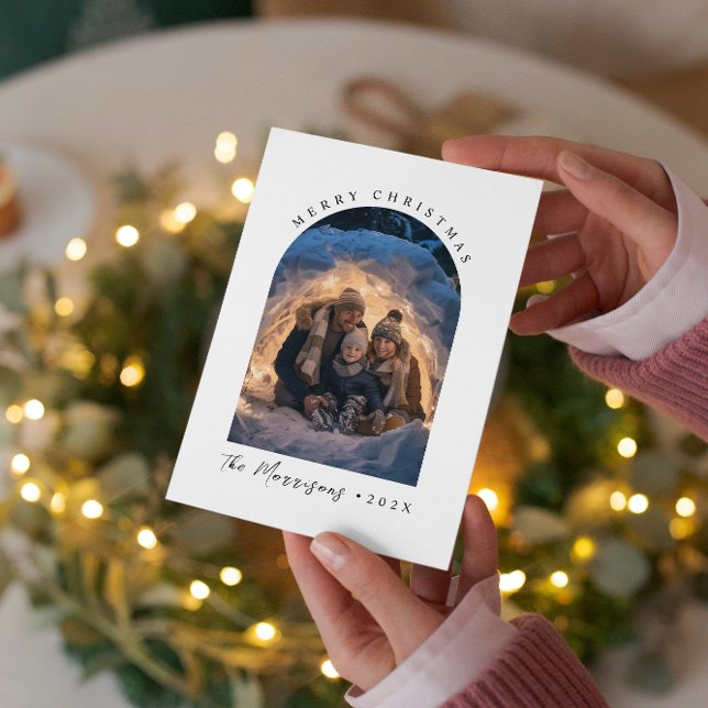 Cartão De Festividades Fotos da Família Personalizada Feliz Natal (Criador carregado)