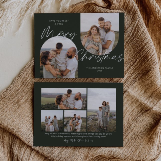 Cartão De Festividades Fotos de Arch Verde Moderno e Elegante Natal (Criador carregado)