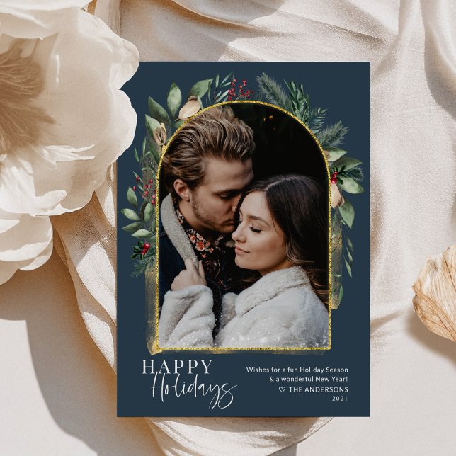 Cartão De Festividades Fotos de Arquivo de Folhagem Naval Dourada Tendênc (Criador carregado)