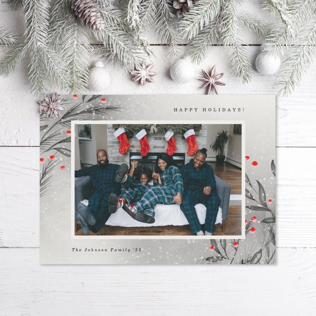 Cartão De Festividades Fotos de Bagas de Inverno Nevadas (Criador carregado)