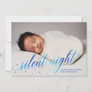 Cartão De Festividades Fotos de Bebê Azul Noite Silenciosa Felizes Festas