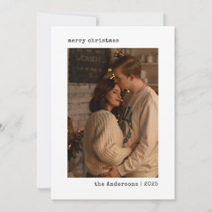 Cartão De Festividades Fotos de Casal Minimalista Simples Natal Preto