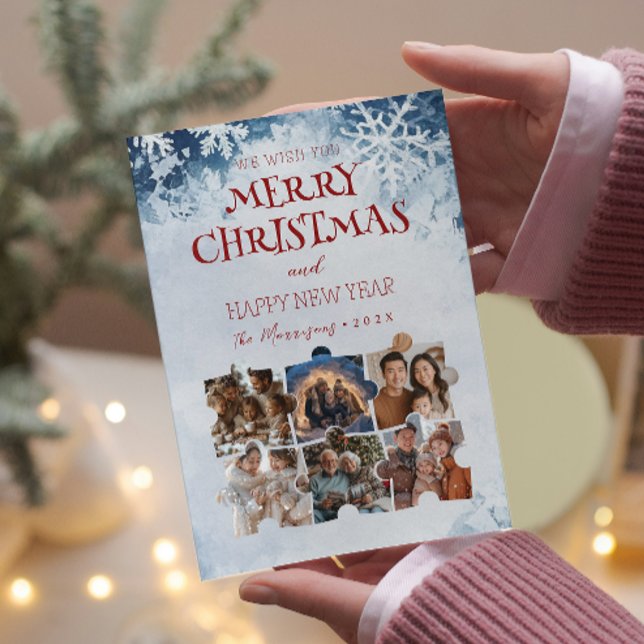 Cartão De Festividades Fotos de Colagem Personalizada de Quebra-cabeça de (Criador carregado)