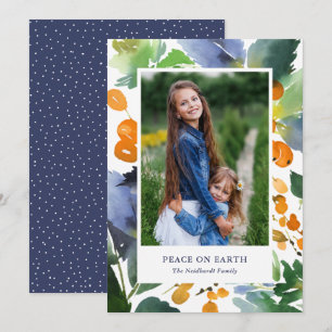 Cartão De Festividades Fotos de Flores de Natal com Frutas em Aquarela La