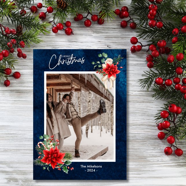 Cartão De Festividades Fotos de Natal com Frutas de Natal da Marinha Feli (Criador carregado)