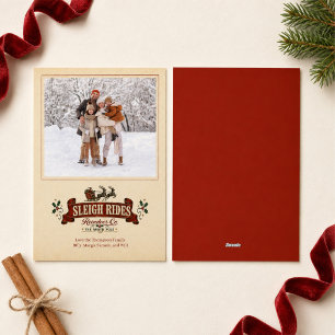 Cartão De Festividades Fotos de Natal com Trenó do Papai Noel Vintage Ver
