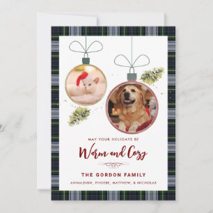 Cartão De Festividades Fotos de Natal da Família Xadrez com Animais de Es