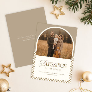 Cartão De Festividades Fotos de Natal de Família Religiosa Minimalista co